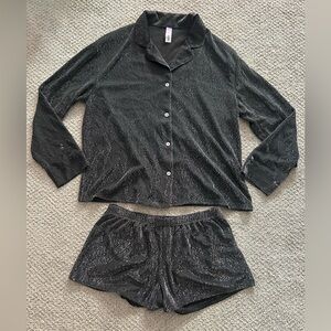 Elegant Black Shimmer Pajama Set